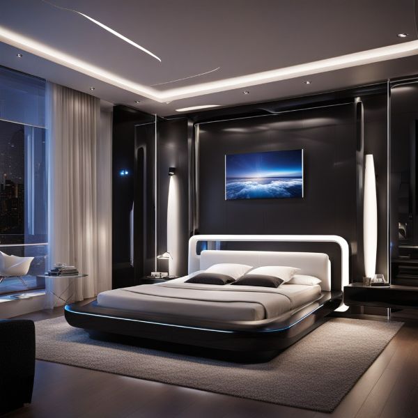 Desain kamar tidur dengan konsep furutistik