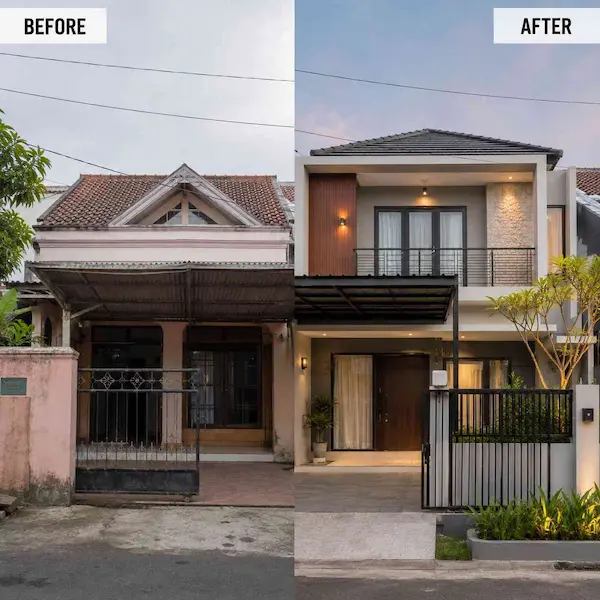 Modernisasi fasad rumah di Tangerang dengan desain minimalis modern